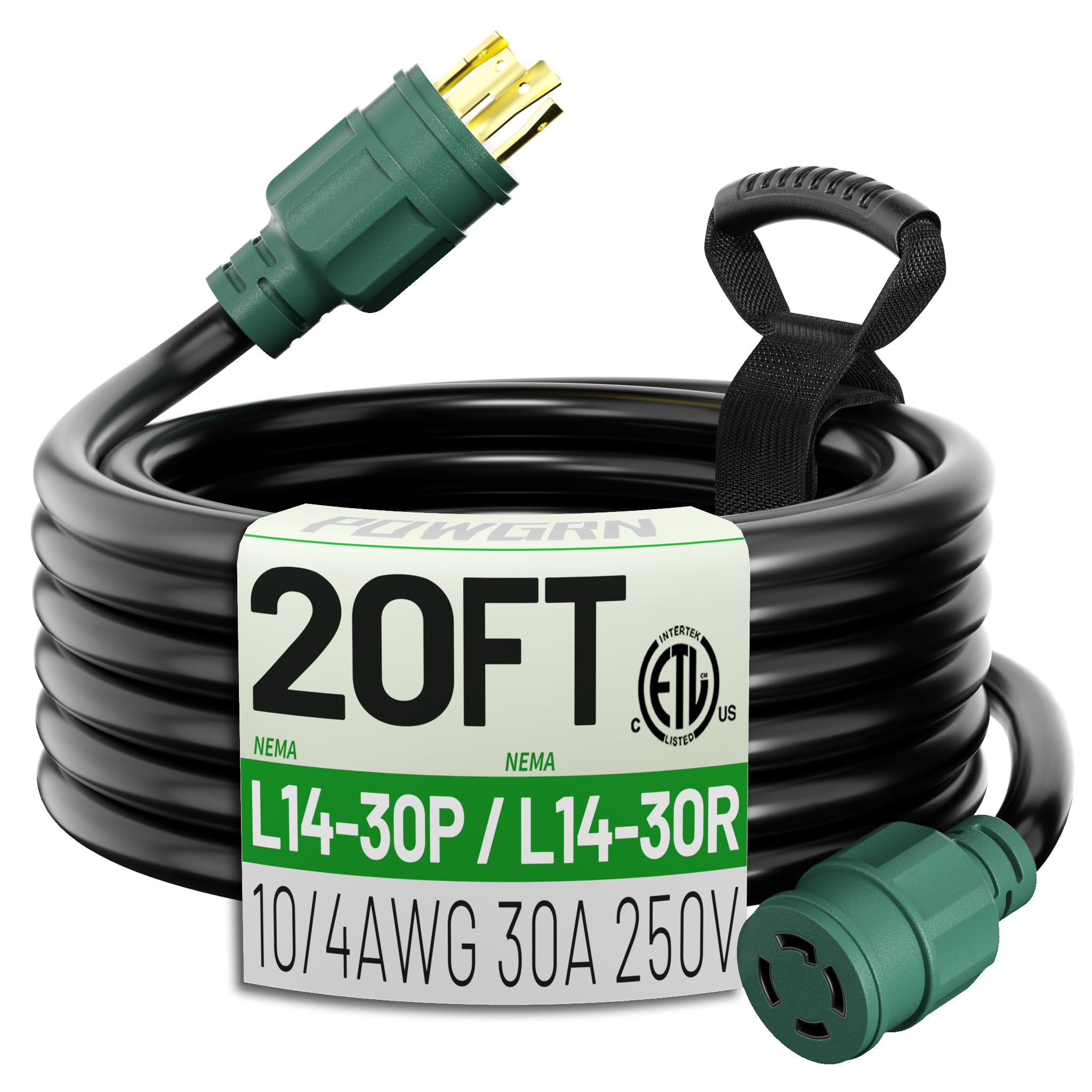 Amazon.com: POWGRN 20 FT 30 Amp Generator Extension Cord 4 Prong